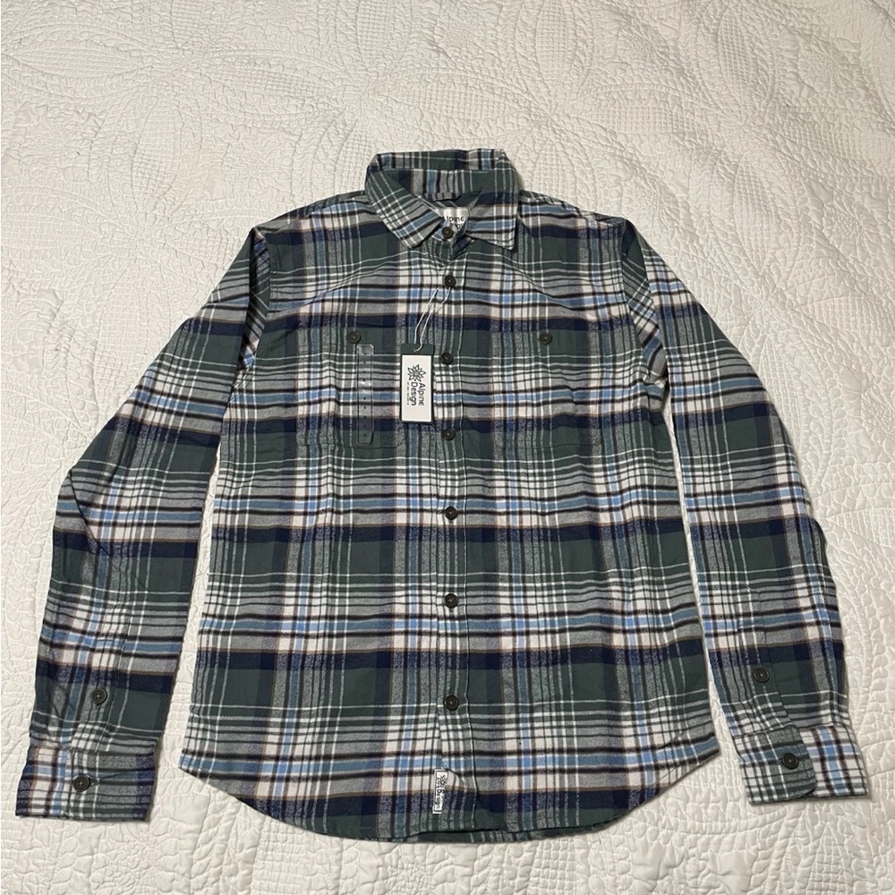 Alpine Design Men’s Midweight Flannel Shirt Green Chasm Plaid Size Men’s Small